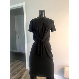 Black Midi Dress Tie Front Express
